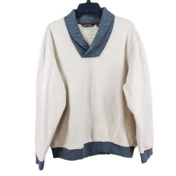 Orvis Wrap Neck Pullover Men's Size Large Cream Gray - Picture 1 of 6